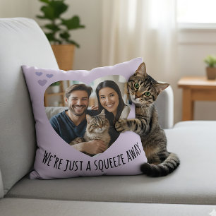 Långdistanskram Saknar dig foto present kramar Kudde