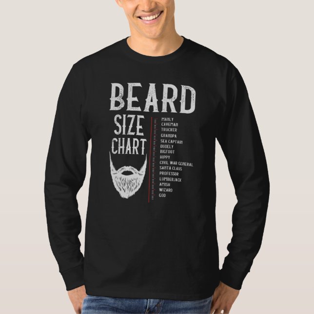 Längdlängdsdiagram för skäglans mätningskarta t shirt (Framsida)