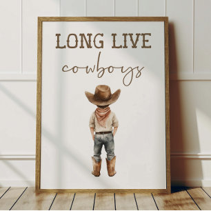 Länge Leve Cowboy Poster Kids Västra Rumsdekoratio