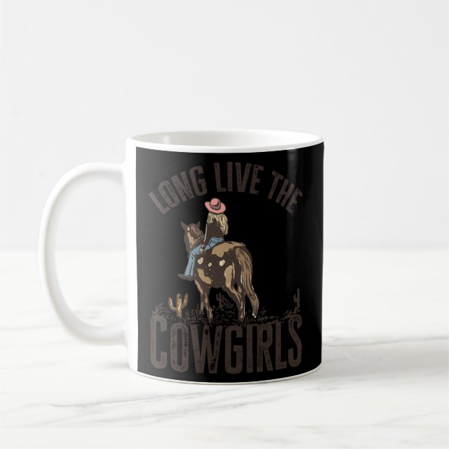 Länge leve Cowgirl Horseback Rider Western Cou Kaffemugg (Vänster)