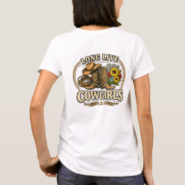 Länge Leve Cowgirls Västerländsk Design T Shirt