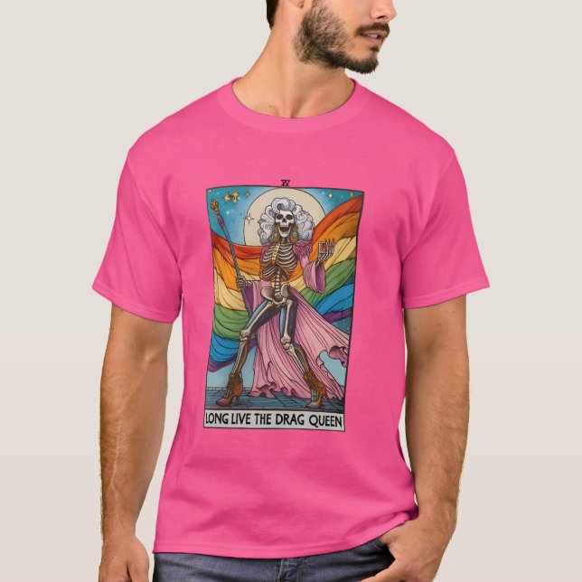 Länge leve Drag Queen Funny Tarot Card Skeleton T Shirt (Framsida)