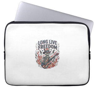 Länge Leve Frihet Patriotisk Skelett Rocker Tröja_ Laptop Fodral