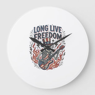 Länge Leve Frihet Patriotisk Skelett Rocker Tröja_ Stor Klocka