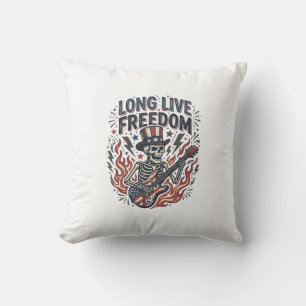 Länge leve frihet Patriotisk skelettrockertröja_ Kudde