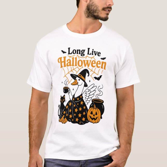 Länge leve Halloween-Gås-Häxan T Shirt (Framsida)