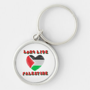 Länge leve Palestina Rund Silverfärgad Nyckelring