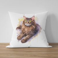 Långfärgad illustration av Tabby katt-vattenfärg i