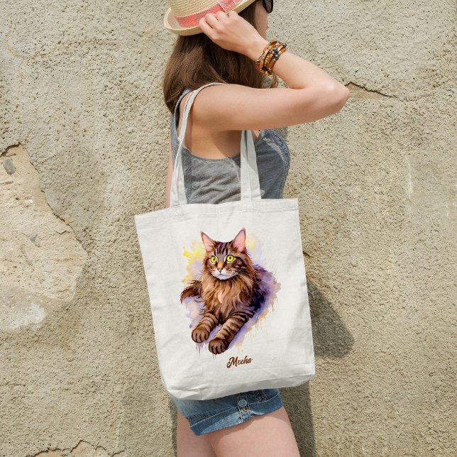 Långfärgad illustration av Tabby katt-vattenfärg i Tygkasse (Skapare uppladdad)