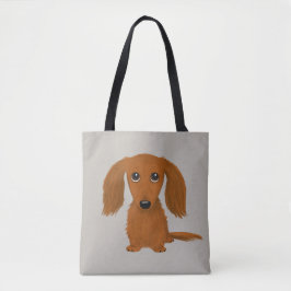 Långfärgad Red Dachshund | Cute Doxie Tecknad hund Tygkasse