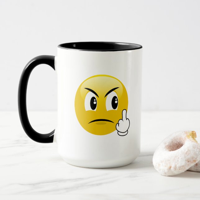 Långfinger Emoji Mugg (Med munk)