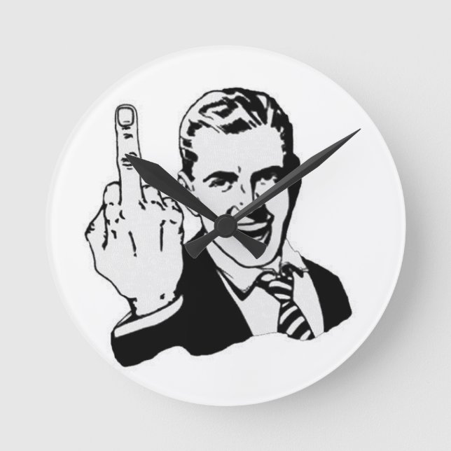 Långfingeret tar tid på design rund klocka (Framsida)