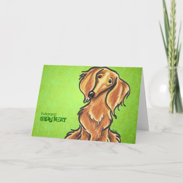 Långfristig Red Dachshund Birthday-Anpassningsbar Kort (Framsida)