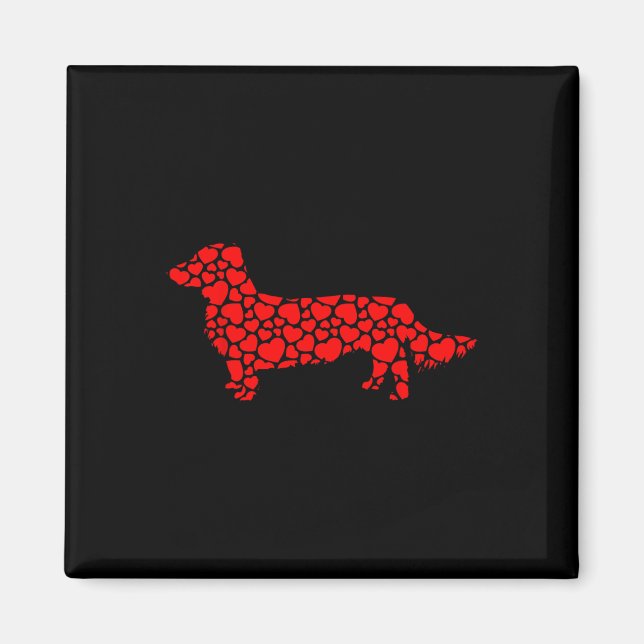 Långfristigt Dachshund Hund Cute Silhouette Heart  Magnet (Framsidan)