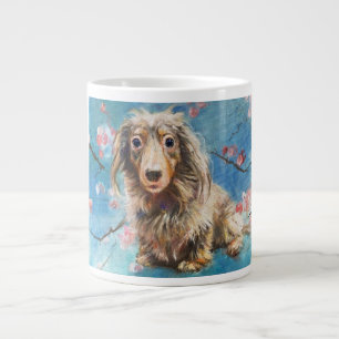 Långfristigt Dachshund i Blommar för körsbär Jumbo Mugg