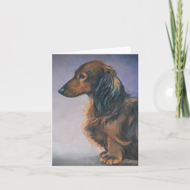 Långfristigt Dachshund Profile Hund Art Note-kort Tack Kort (Framsida)
