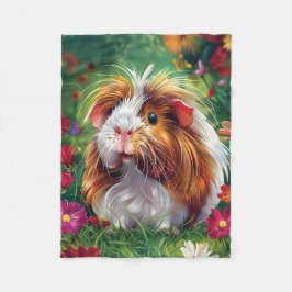 Långfristigt Guinea Gris bland blommor Fleecefilt