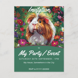 Långfristigt Guinea Gris bland blommor Inbjudan Vykort