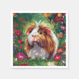 Långfristigt Guinea Gris bland blommor Pappersservett