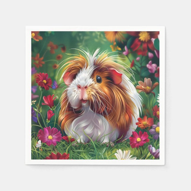 Långfristigt Guinea Gris bland blommor Pappersservett (Framsidan)