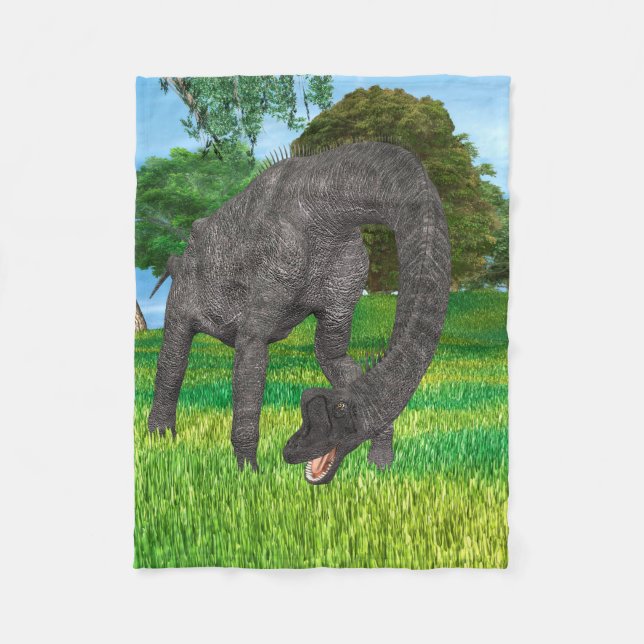 Långhalsad Dinosaurie Djungel Äventyr Fleecefilt (Framsidan)