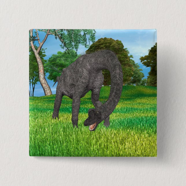Långhalsad Dinosaurie Djungel Äventyr Knapp (Framsida)