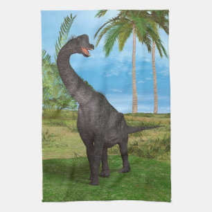 Långhalsad Dinosaurie Djungel Äventyr Kökshandduk