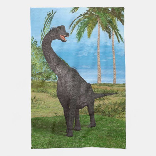 Långhalsad Dinosaurie Djungel Äventyr Kökshandduk (Vertikal)