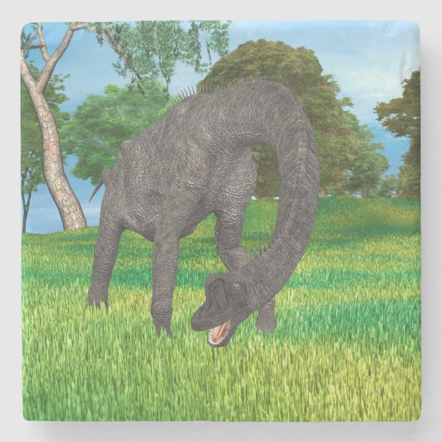 Långhalsad Dinosaurie Djungel Äventyr Underlägg Sten (Framsidan)