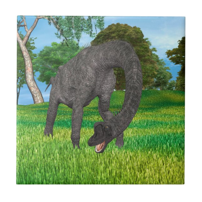 Långhalsad Dinosaurie Djungeläventyr Kakelplatta (Framsidan)
