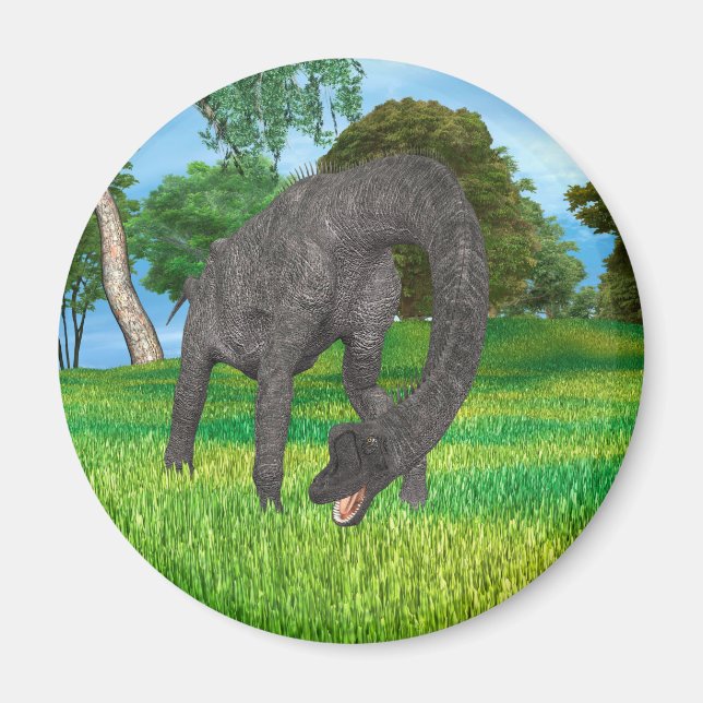 Långhalsad Dinosaurie Djungeläventyr Magnet (Framsidan)