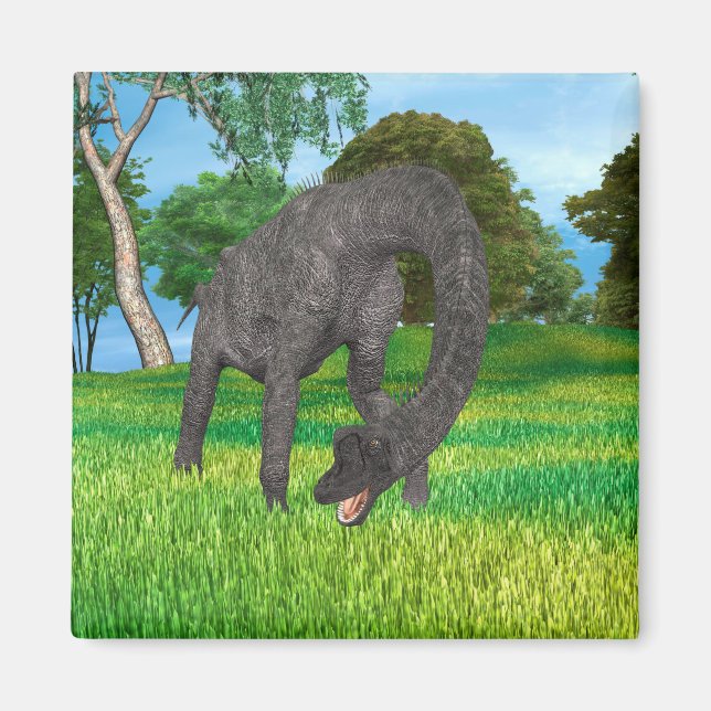 Långhalsad Dinosaurie Djungeläventyr Magnet (Framsidan)