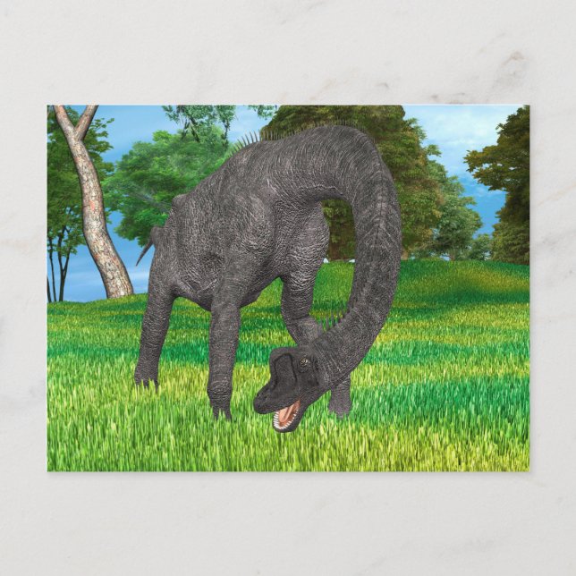 Långhalsad Dinosaurie Djungeläventyr Vykort (Framsida)