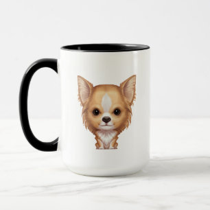 Långhårig beige- och vitChihuahua Mugg