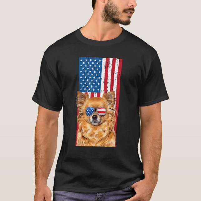 Långhårig Chihuahua för pojkar barn hund Ameri T Shirt (Framsida)