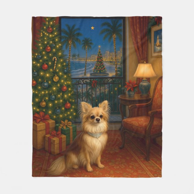 Långhårig Chihuahua-helg  Fleecefilt (Framsidan)