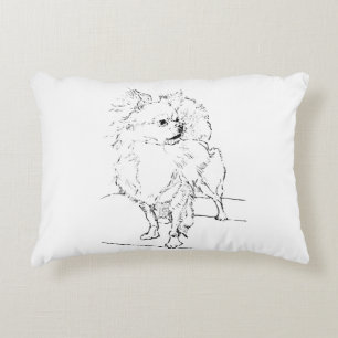 Långhårig Chihuahua - Minimalistisk hundillustrati Prydnadskudde
