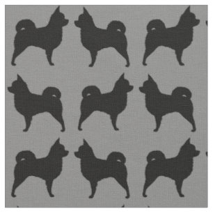 Långhårig Chihuahua Silhouettes Grått och Black Tyg