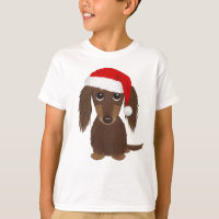 Långhårig Chocolate Dachshund Santa jul