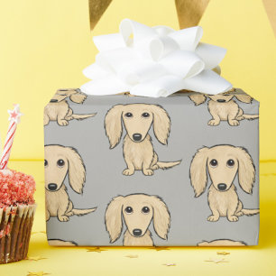 Långhårig Cream Dachshund Mönster   Cute Hundar Presentpapper
