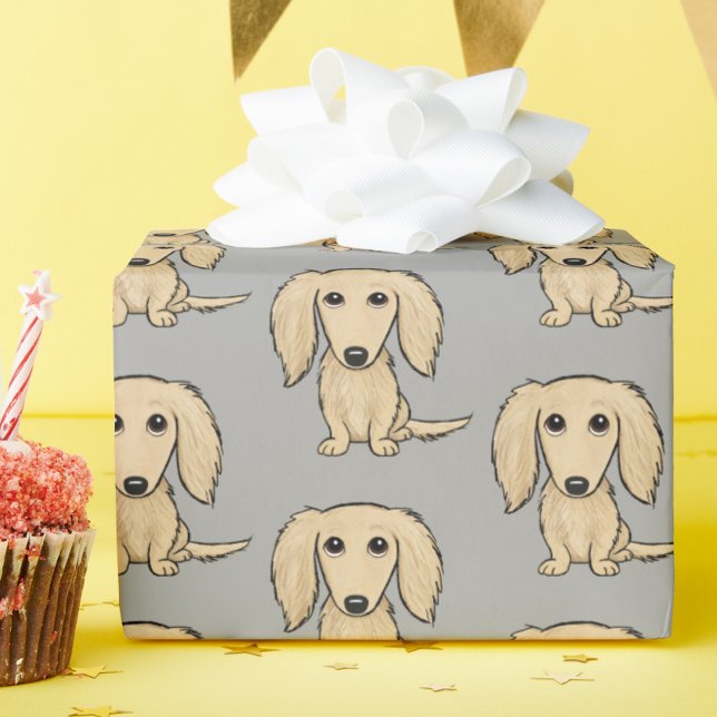 Långhårig Cream Dachshund Mönster | Cute Hundar Presentpapper (Skapare uppladdad)