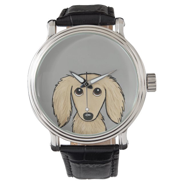 Långhårig Cream Dachshund | Wiener-Hund för Teckna Armbandsur (Framsida)