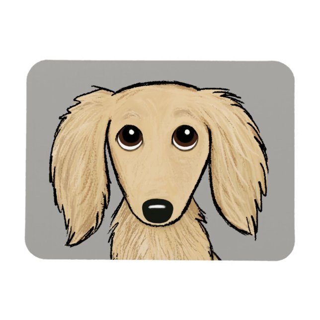 Långhårig Cream Dachshund | Wiener-Hund för Teckna Magnet (Horisontell)