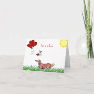 Långhårig Dachshund Alla Hjärtans Dag Kort