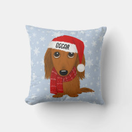 Långhårig Dachshund Cute Hund - Anpassningsbar vid Kudde