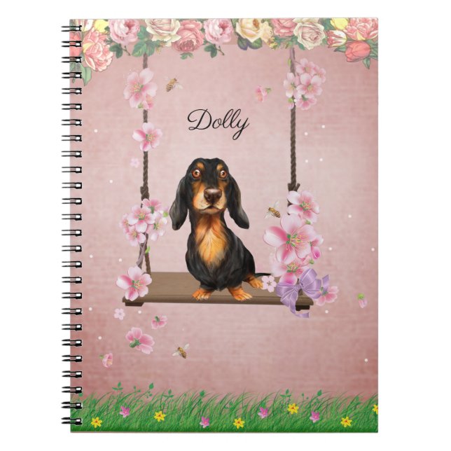 Långhårig Dachshund Foto Bok Anteckningsbok (Framsidan)