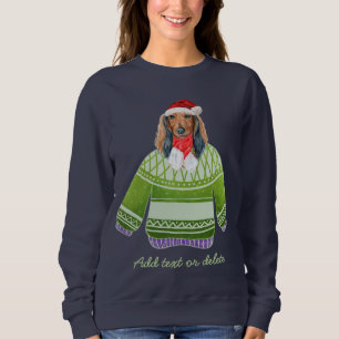 Långhårig Dachshund Ful Jul Wiener Hund Mamma T Shirt
