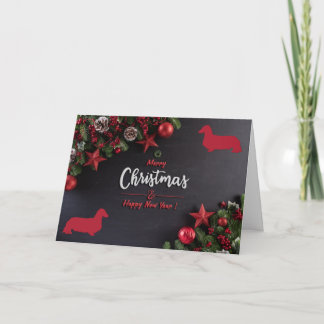 Långhårig Dachshund-Helgdag-kort Kort