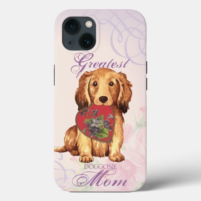 Långhårig Dachshund Hjärtat Mamma (Baksida)