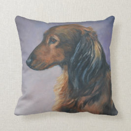 Långhårig Dachshund Hund Konst Kuddvar Kudde